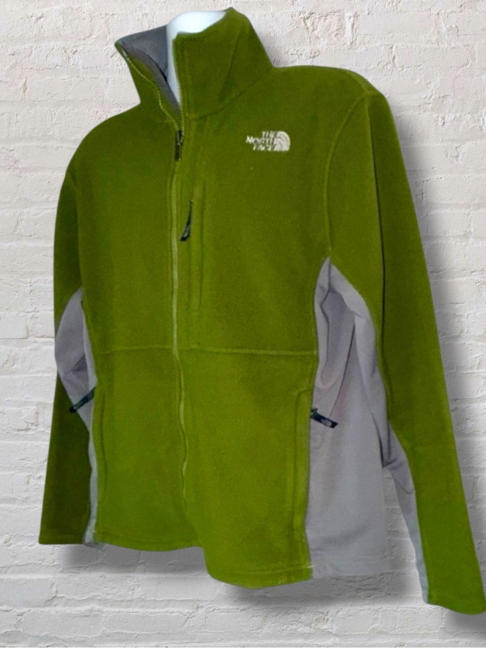 The North Face Full Zip Fleece Jacket Men’s Large Olive Green Gray TKA 100
